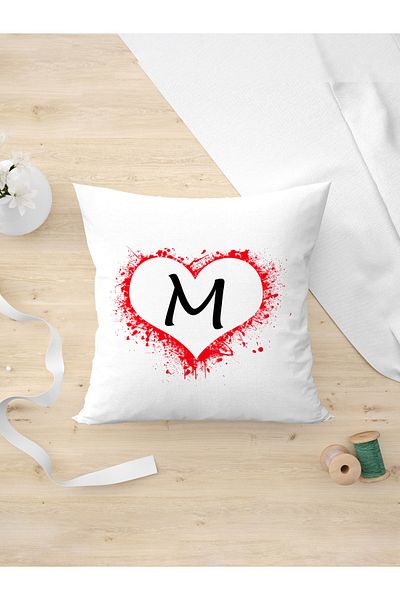 Panorama Ajans Heart Letter M Design Pillow Case