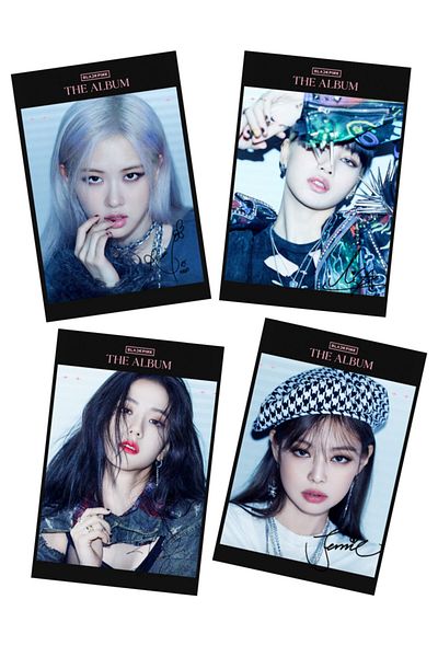 BLACK PINK بطاقات بريدية موقعة من أعضاء Blackpink "الألبوم".