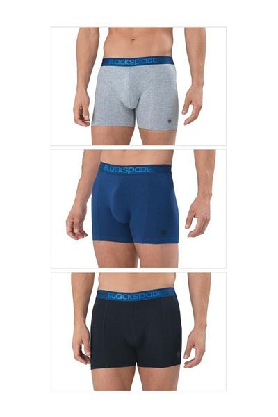 Blackspade Men's Boxer 3 Pack Modern Basics 9473 - Gray Navy Blue Black