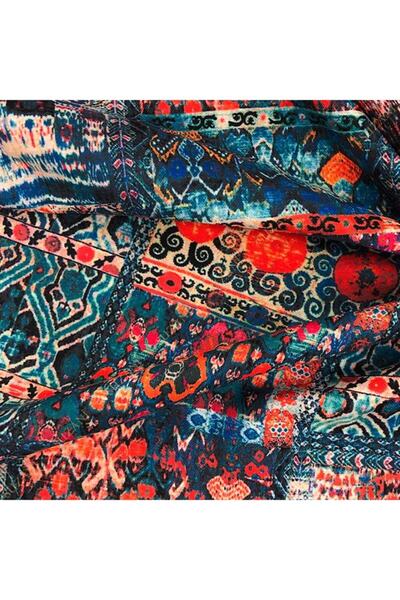 SUZANİ Turkuaz Mercan Kilim Desenli Dijital Baskılı Kumaş Kms-1169