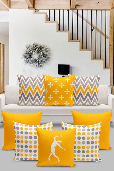Filamente 8 Throw Pillow Cover Set with Geometric Pattern (HIGH QUALITY MIKROPETEK FABRIC)