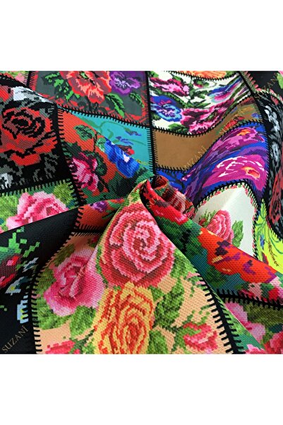 SUZANİ Kanaviçe Patchwork Desenli Kumaş Kms-0620