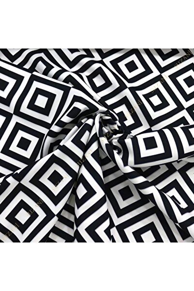 SUZANİ Siyah Beyaz Iç Içe Kareli Kumaş Kms-0048