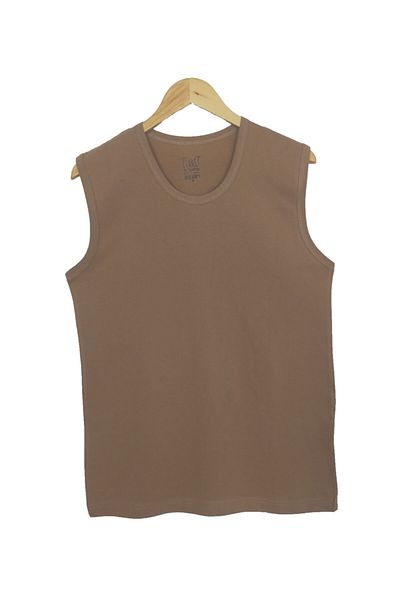 Raf Coll Ανδρικό πλεκτό αμάνικο μπλουζάκι Camel Basic