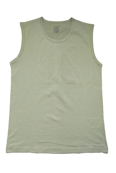 Raf Coll Tricou fără mâneci tricotat de bază verde pentru bărbați