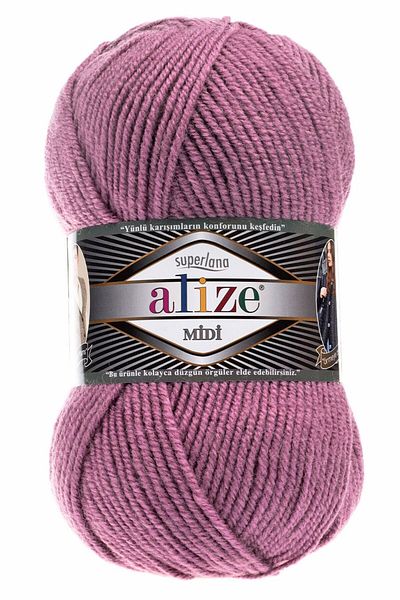 Alize Superlana Midi - Medium Thick Wool, Dried Rose Hand Knitted 28