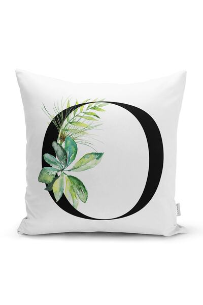 Realhomes Fundal alb Motiv cu frunze Litera neagră O Design special Husă de p...