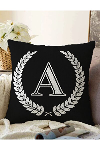 Realhomes Husă de pernă pentru pernă Raschel, cu două fețe, cu litera A, cu d...