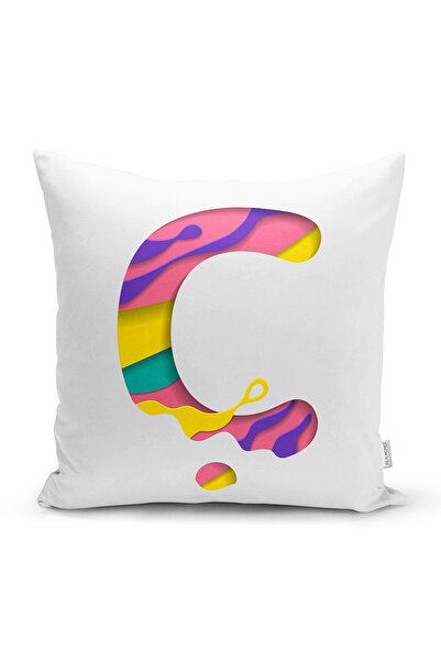 Realhomes Fundal alb Litera C colorată Design personalizat Husă de pernă impr...