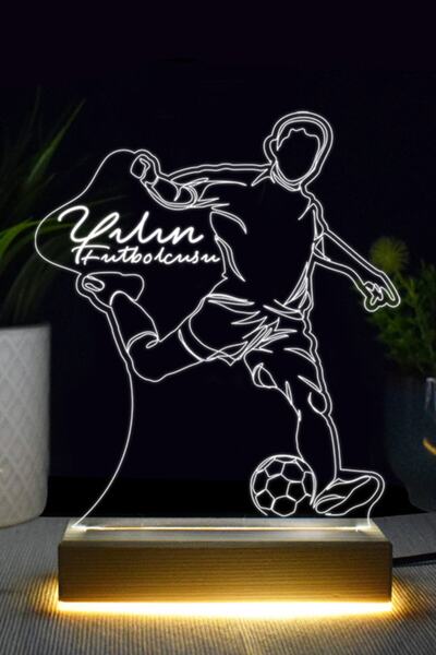 Genel Markalar 3D Led Lamba, Futbolcu Tasarımı, Beyaz, Şık ve Modern Aydınlat...