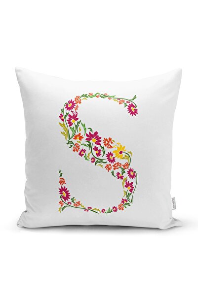 Realhomes Fundal alb Frunze tematice Litera S Design special Husă de pernă cu...