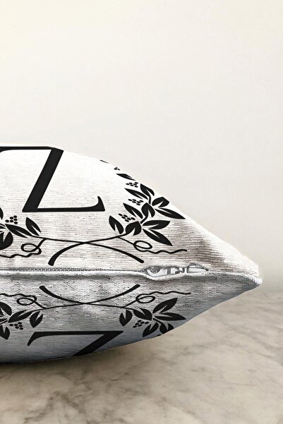 Realhomes Двосторонній чорно-білий вінок з літерою Z, спеціальний дизайн, цифровий друк, чохол для подушки Рашель