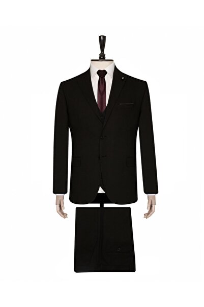 SÜVARİ Yelekli Siyah Slim Fit Takım Elbise