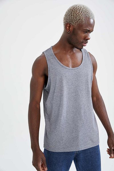 DeFacto Ανδρικό Navy Blue Regular Fit Basic Singlet T8405AZ21SM