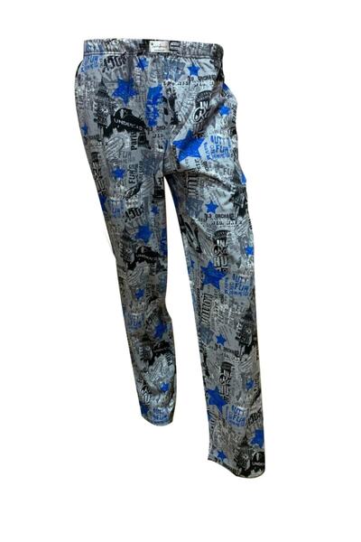 JOJOBOY POLO Erkek Tek Cepli Pijama Gri-yıldızlı Xl
