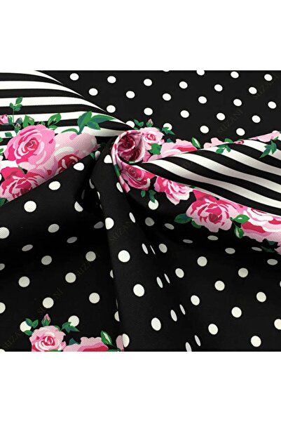 SUZANİ Siyah Zemin Güllü Kumaş Kms-0274