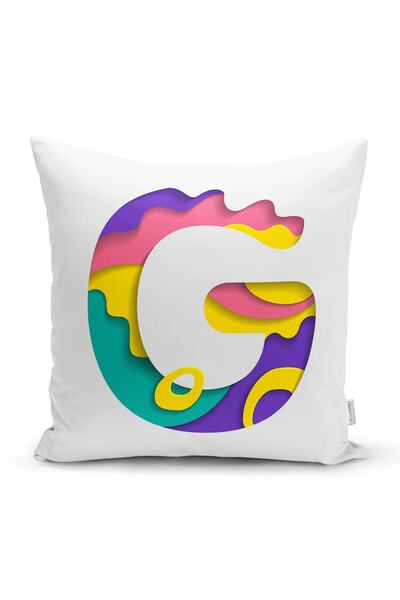 Realhomes Fundal alb Literă G colorată Design special Husă de pernă cu imprim...