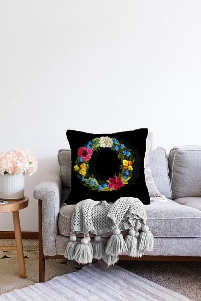 Realhomes Husă de pernă Raschel, cu două fețe, culoare neagră, colorată, cu tema literă O, design special