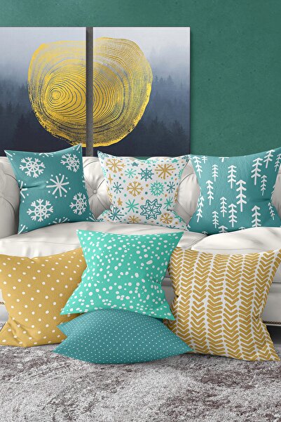 Realhomes Набір з 7 двосторонніх кольорових чохлів для диванних подушок із сп...