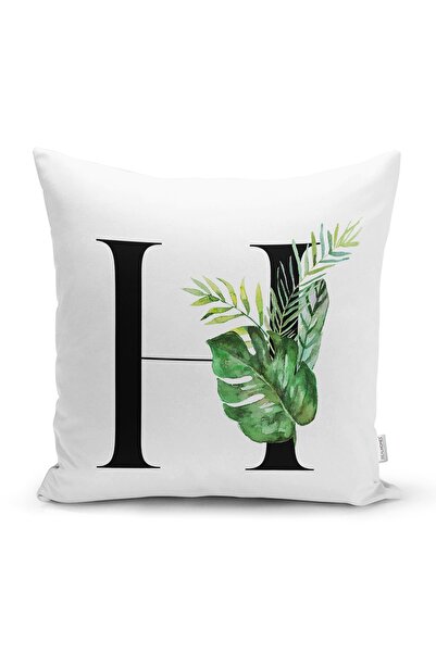 Realhomes Fundal alb Motiv cu frunze Litera neagră H Design special Husă de p...