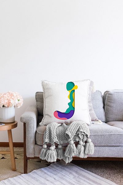 Realhomes Cu două fețe, fundal alb, litera J, cu design special, imprimat digital, husă de pernă Raschel