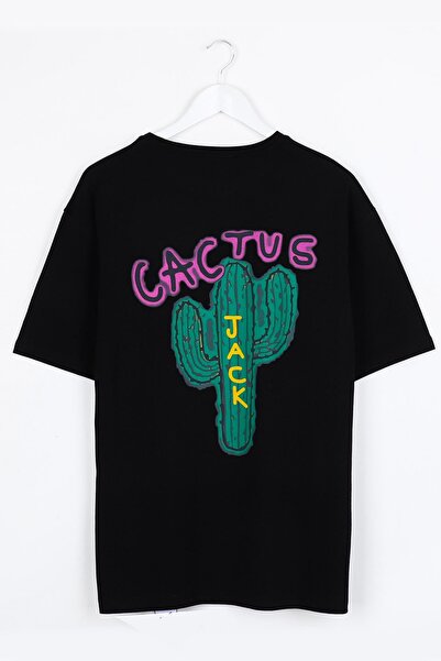 No Plan Tricou unisex oversize negru cu imprimeu Cactus Jack Back