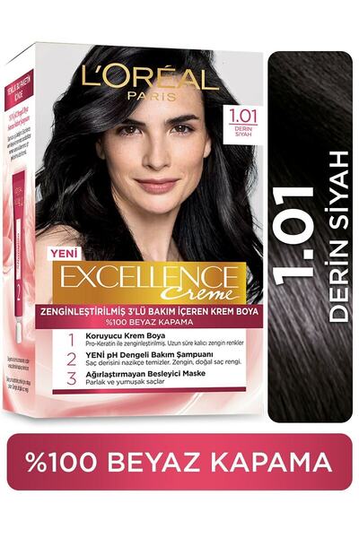 L'Oreal Paris Loreal Excellence 1.01 Derin Saf Siyah Saç Boyası