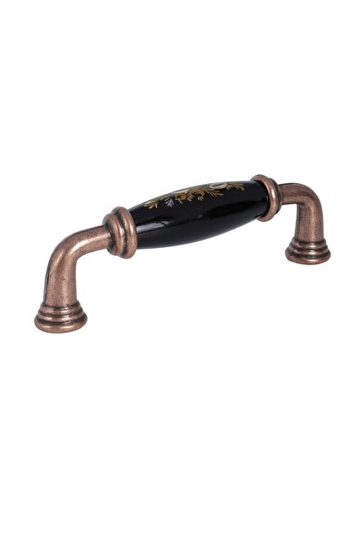 Porcellana Perla -porselen Kup-metal Ayak-yakut 96mm Dolap Çekmece-mutfak Kulpları-bakır-siyah-stk334
