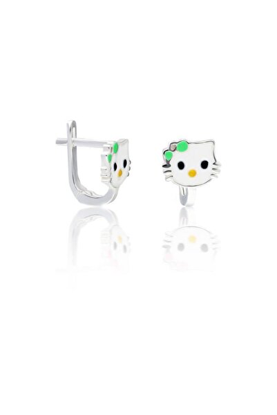 Aykat Bebek Çocuk Küpesi Gümüş Kız Çocuk Kedi Motifli Küpe 925 Ayar Kupe-446