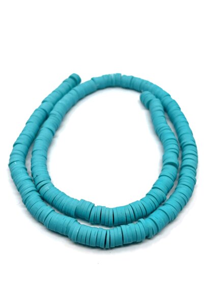 Tahtakaledeyim خرز فيمو 6 ملم لون فيروزي، مادة المجوهرات