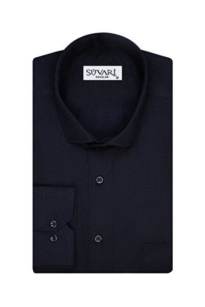 SÜVARİ Ανδρικό πουκάμισο μαύρο με σχέδιο