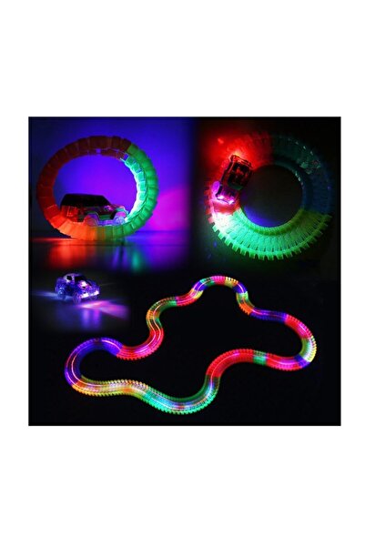 Kayyum Oyuncak Satranç Hediyeli- Magic Track 384 Parça, 480cm Parkur,led'li Arabalarıyla Esnek Raylı Yarış Pisti