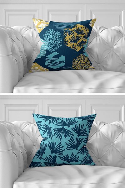 Realhomes Set de 7 huse de pernă cu design cu alge marine colorate, cu două fețe, imprimate digital