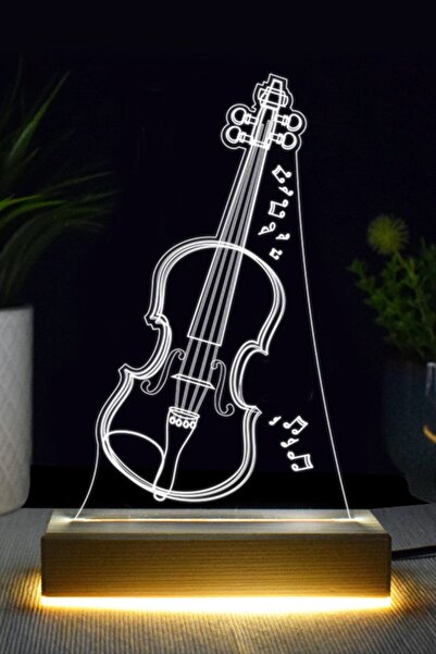 Genel Markalar Keman Temalı 3D LED Lamba Beyaz Işık Dekoratif Aydınlatma