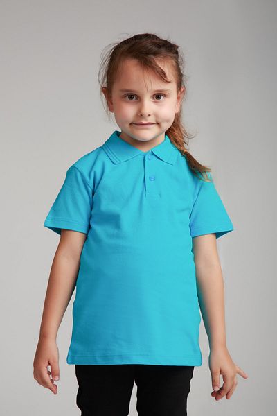 Dragora Σχολικό χτενισμένο βαμβακερό μπλουζάκι Turquoise Polo Neck