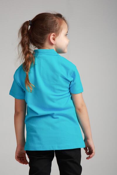 Dragora Turquoise Unisex Combed Polo Neck School T-Shirt