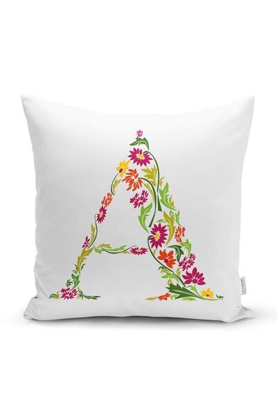 Realhomes Fundal alb Frunze tematice Literă A Design special Husă de pernă im...