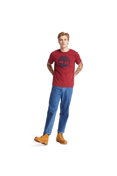 Timberland Men's Kennebec River Tree Logo T-Shirt Claret Red