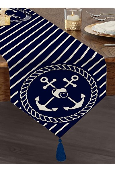 Realhomes Renkli Zemin Üzerinde Çapa Desenli Dijital Baskılı Özel Tasarım Püs...