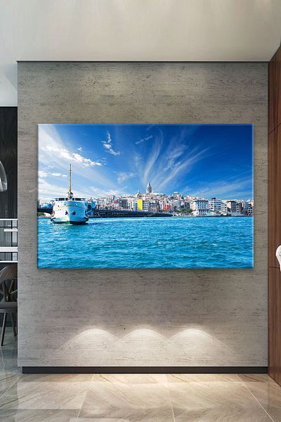 Morfil Sanat Atölyesi Istanbul Navă Turnul Galata Podul Peisaj Oraș Pânză Pictură