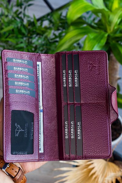 Garbalia Women's Burgundy Martha Genuine Leather Portfolio Wallet