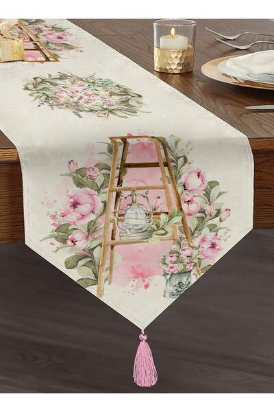 Realhomes Çiçek Köşesi Özel Tasarım Dijital Baskılı Dekoratif Püsküllü Şönil ...