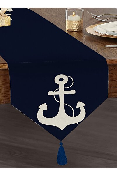 Realhomes مرساة خلفية زرقاء داكنة منقوشة رقمية مطبوعة تصميم خاص معنقدة تشينيل...