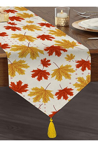 Realhomes Alergăr triunghi cu smoc de chenille, cu model digital, imprimat digital, pe fundal alb