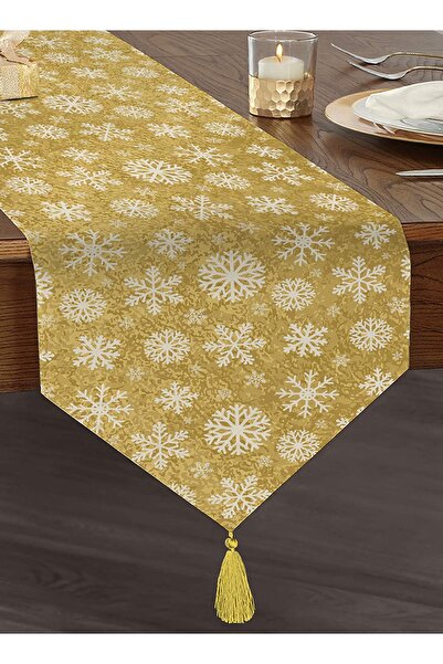 Realhomes Gold Zeminde Beyaz Renkli Kartanesi Desenli Dijital Baskılı Özel Ta...