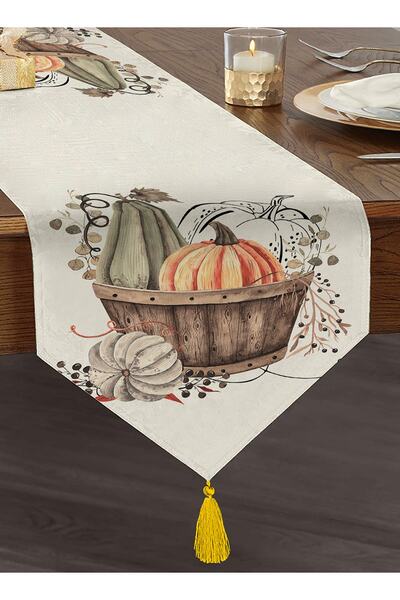 Realhomes Beyaz Zeminde Renkli Balkabağı Desenli Dijital Baskılı Özel Tasarım...