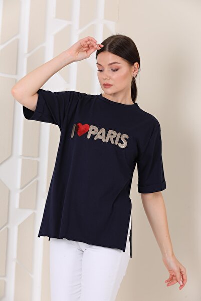 WestBound Жіноча футболка Oversize Paris з принтом і розрізом