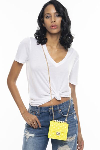 Moom Bag Geantă din silicon Mini Pearl galbenă pentru femei