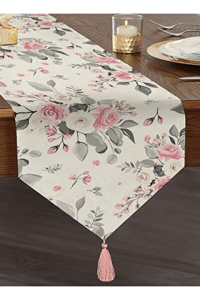 Realhomes عداء مثلث من الشنيل بتصميم خاص مطبوع رقميًا بنمط نقاط سوداء على أرض...