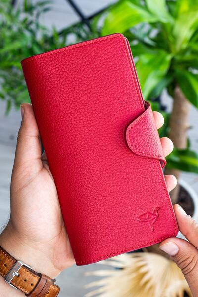 Garbalia Martha Genuine Leather Red Unisex Portfolio Wallet